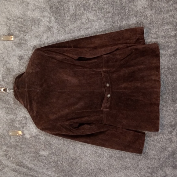 Kenneth Cole Reaction Chocolate Brown Leather Acadamia Y2k Jacket Small - Picture 4 of 11